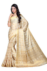 Mimosa Womens Chiffon Saree Kanjivaram Halfwhite Color