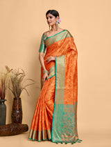 Mimosa Women's Woven Design Kanjivaram Art Silk Saree With Blouse Piece : SA00001227PCFREE