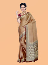 Mimosa Womens Crepe Saree Mysore Silk Chiku Color