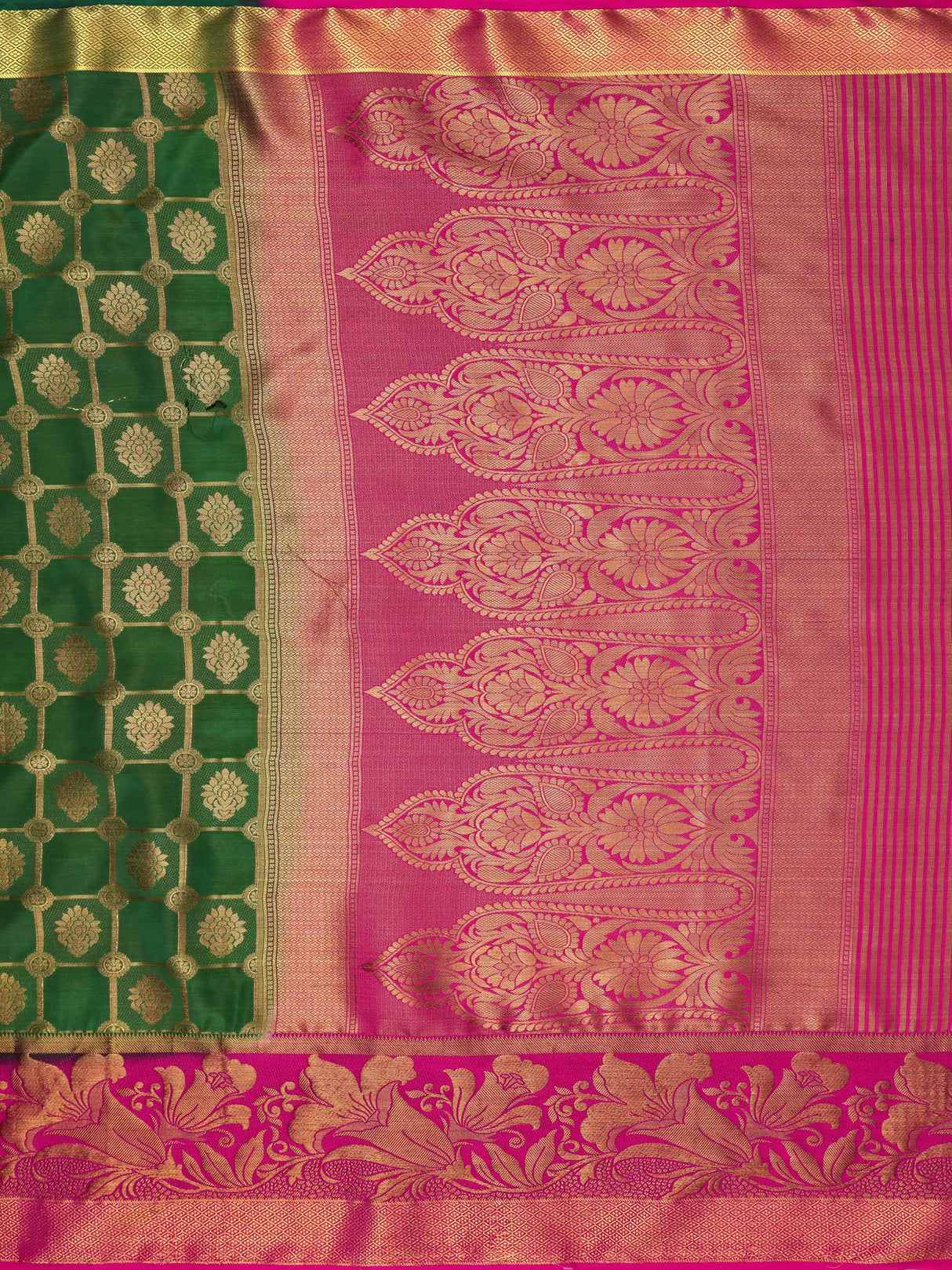 Mimosa Womens Art Silk Saree Kanjivaram BGreen Color