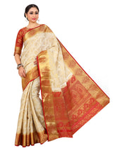 Mimosa Womens Art Silk Saree Kanjivaram Halfwhite Color