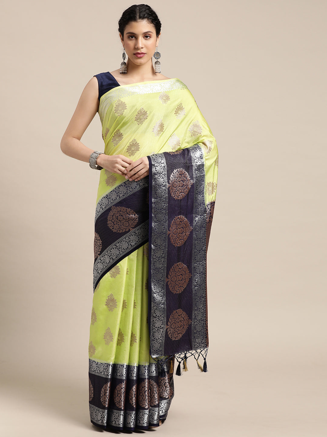 Mimosa Womens Art Silk Saree Kanjivaram Pista Color