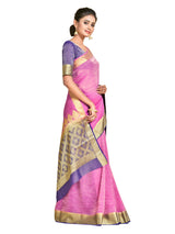 Mimosa Womens Art Silk Saree Kanjivaram style Pink Color