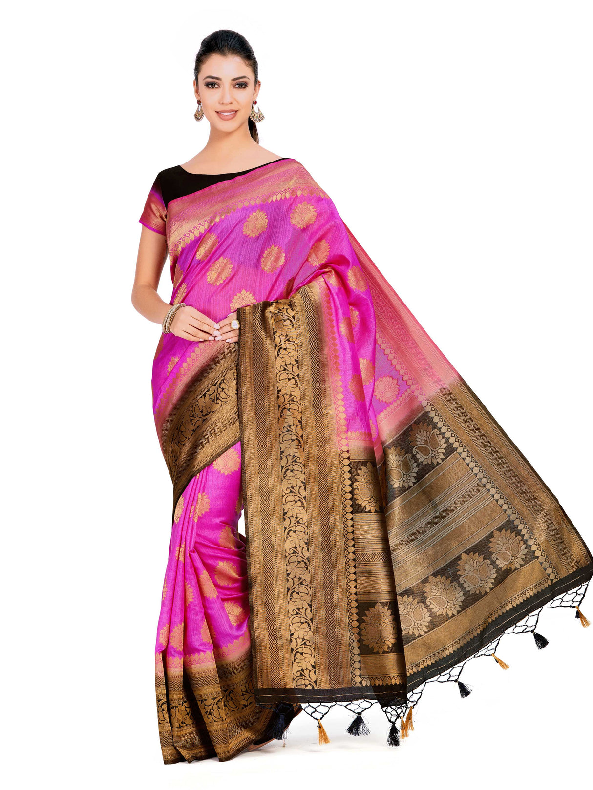 Mimosa Womens Art Silk Saree Kanjivaram Pink Color