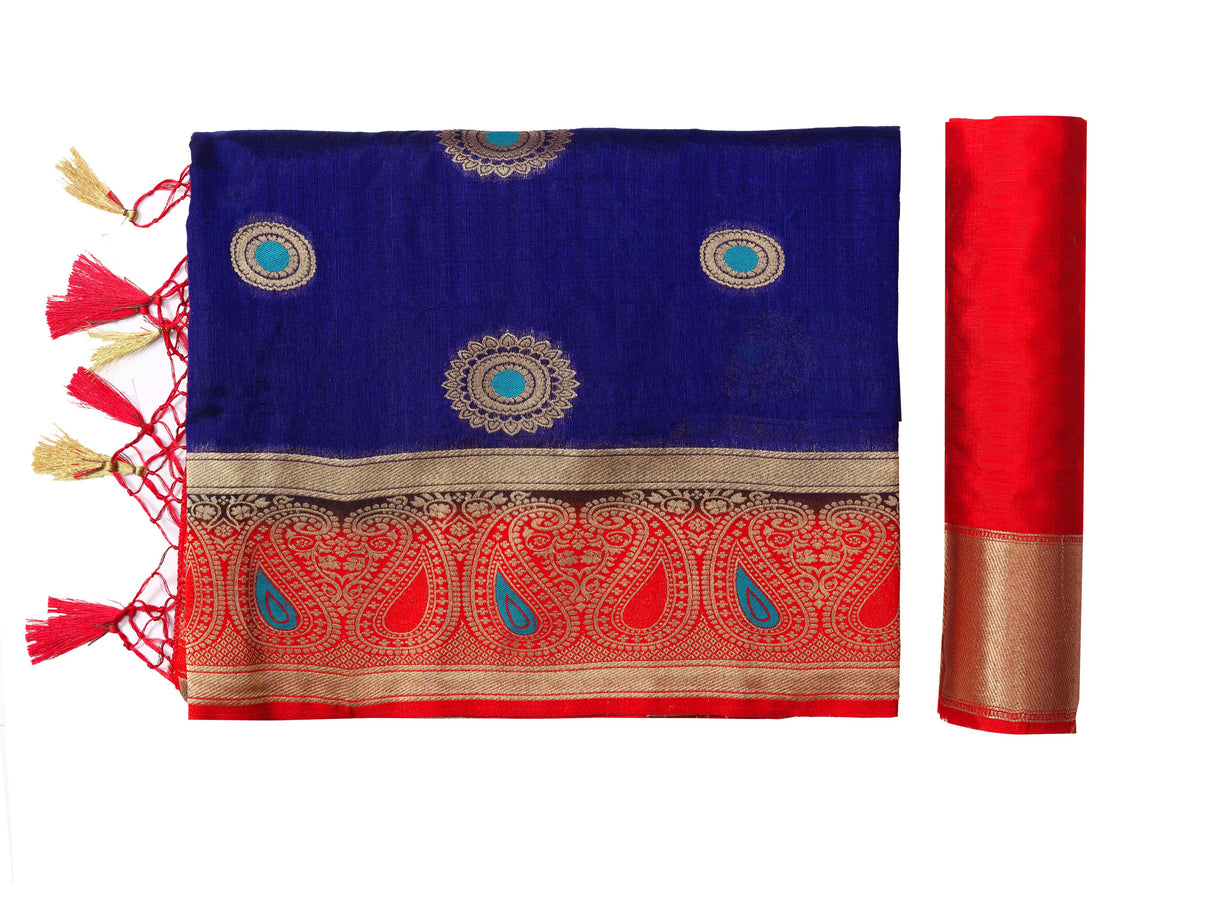 Mimosa Womens Art Silk Saree Kanjivaram Navy Blue Color