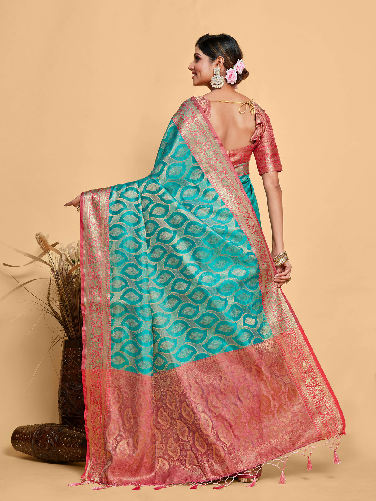 Mimosa Women's Woven Design Kanjivaram Art Silk Saree With Blouse Piece : SA00001229SFFREE