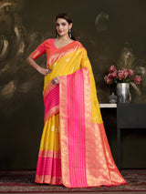 Mimosa Women's Woven Design Kanjivaram Style Art Silk Saree With Blouse Piece : SA0000869GD