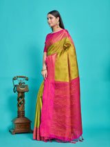 Mimosa Women's Woven Design Kanjivaram Style Art Silk Saree With Blouse Piece : SA00001287PSFREE