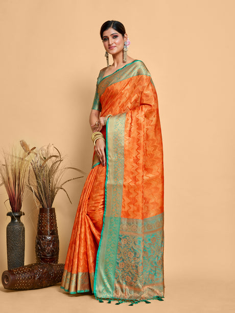 Mimosa Women's Woven Design Kanjivaram Art Silk Saree With Blouse Piece : SA00001227PCFREE