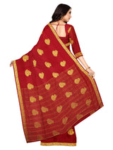 Mimosa Womens Crepe Saree Mysore Silk Maroon Color