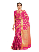 Mimosa Womens Crepe Saree Mysore Silk Strawberry Color