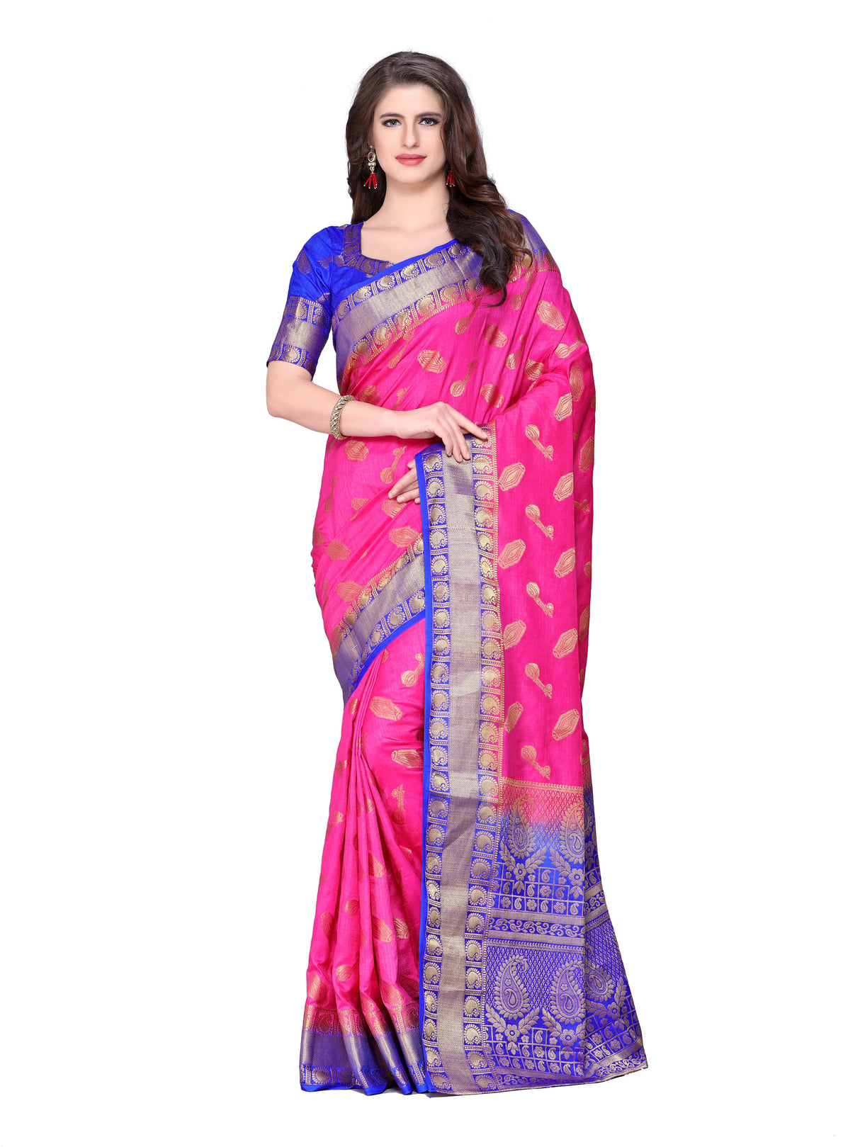 Mimosa Womens Art Silk Saree Kanjivaram Pink Color