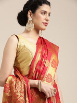 Mimosa Womens Crepe Saree Mysore Silk Red Color