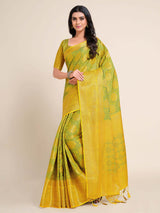 Mimosa Womens Art Silk Saree Kanjivaram Gold Color