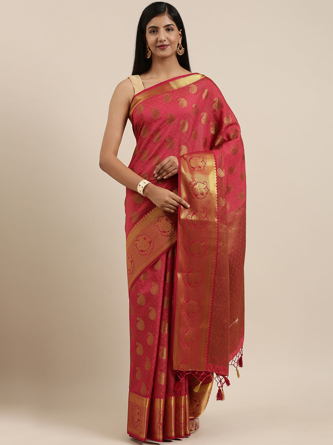 Mimosa Womens Art Silk Saree Kanjivaram Maroon Color