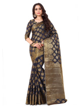 Mimosa Womens Art Silk Saree Kanjivaram Navy Blue Color