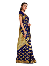 Mimosa Womens Crepe Saree Mysore Silk Navy Blue Color: 4726-2692-SD-NVY