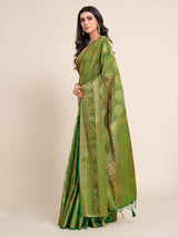 Mimosa Womens Art Silk Saree Kanjivaram Green Color