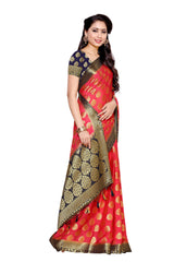 Mimosa Womens Crepe Saree Mysore Silk Strawberry Color