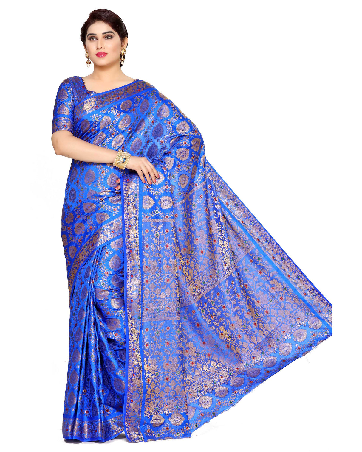 Mimosa Womens Art Silk Saree Kanjivaram Royal Blue Color