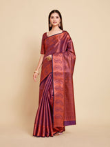 Mimosa Womens Art Silk Saree Kanjivaram Violet Color