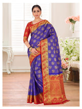 Mimosa Womens Art Silk Saree Kanjivaram Royal Blue Color