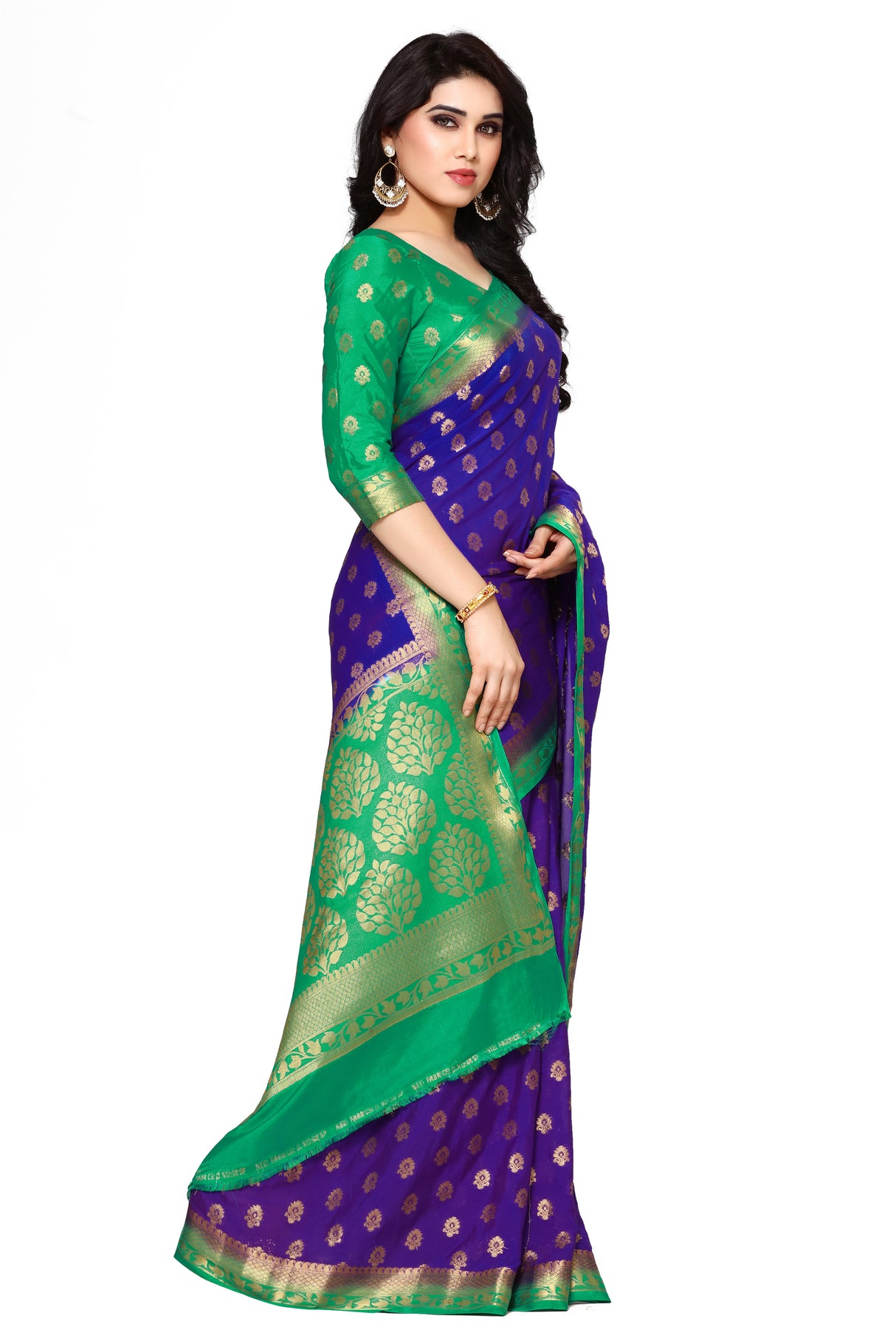 Mimosa Womens Crepe Saree Mysore Silk Violet Color