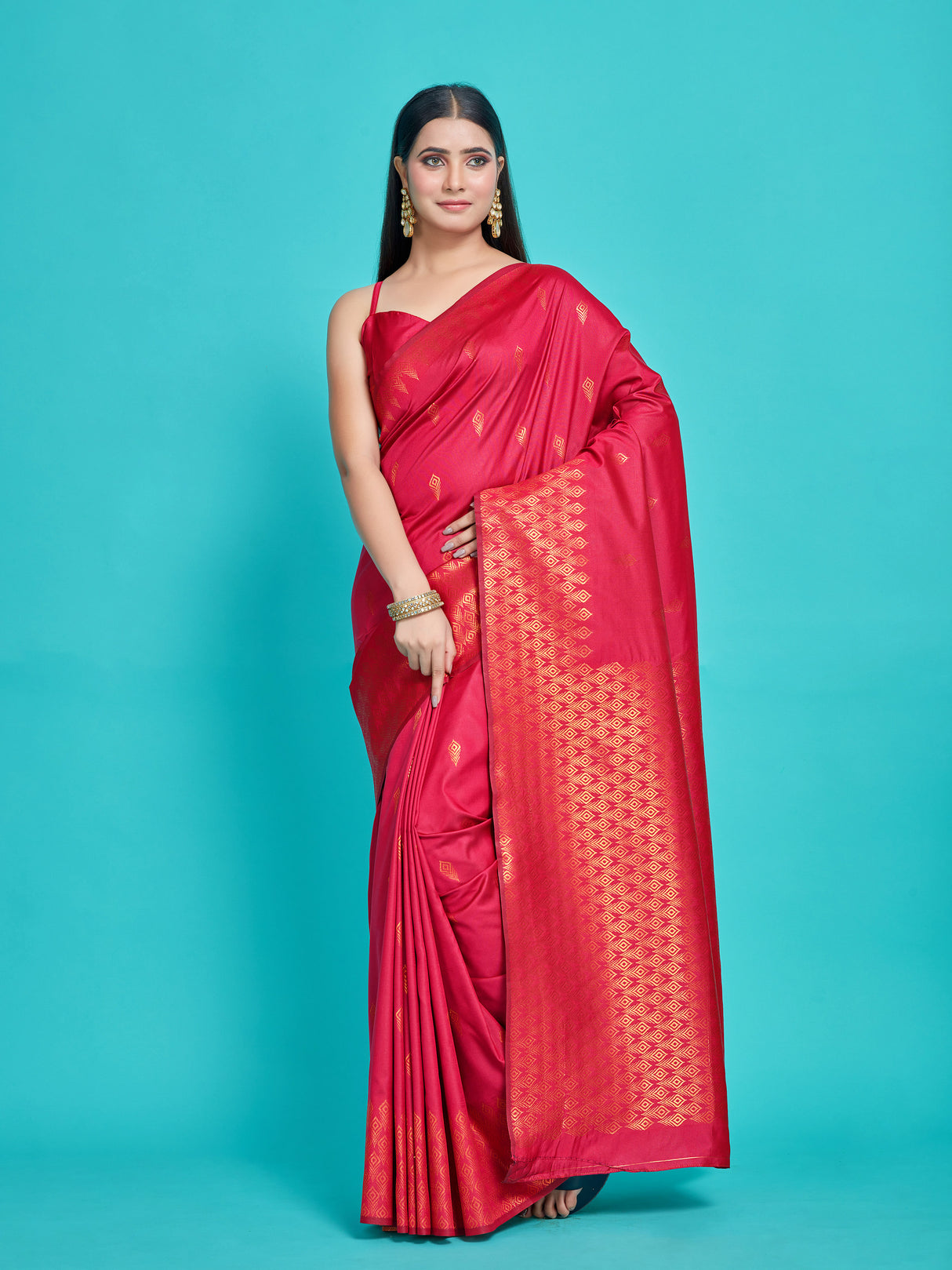 Mimosa Women's Woven Design Kanjivaram Style Art Silk Saree With Blouse Piece : SA00001328STFREE