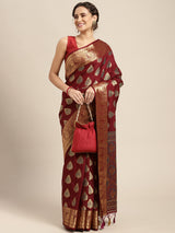 Mimosa Womens Art Silk Saree Kanjivaram Chocolate Color