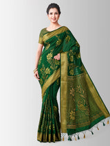 Mimosa Womens Art Silk Saree Kanjivaram BGreen Color