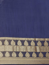 Mimosa Womens Crepe Saree Mysore Silk Navy Blue Color