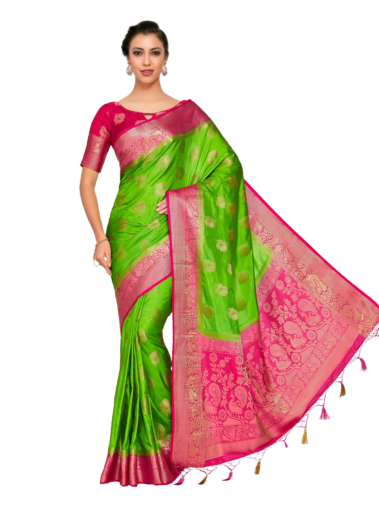 Mimosa Womens Art Silk Saree Kanjivaram Liril Color