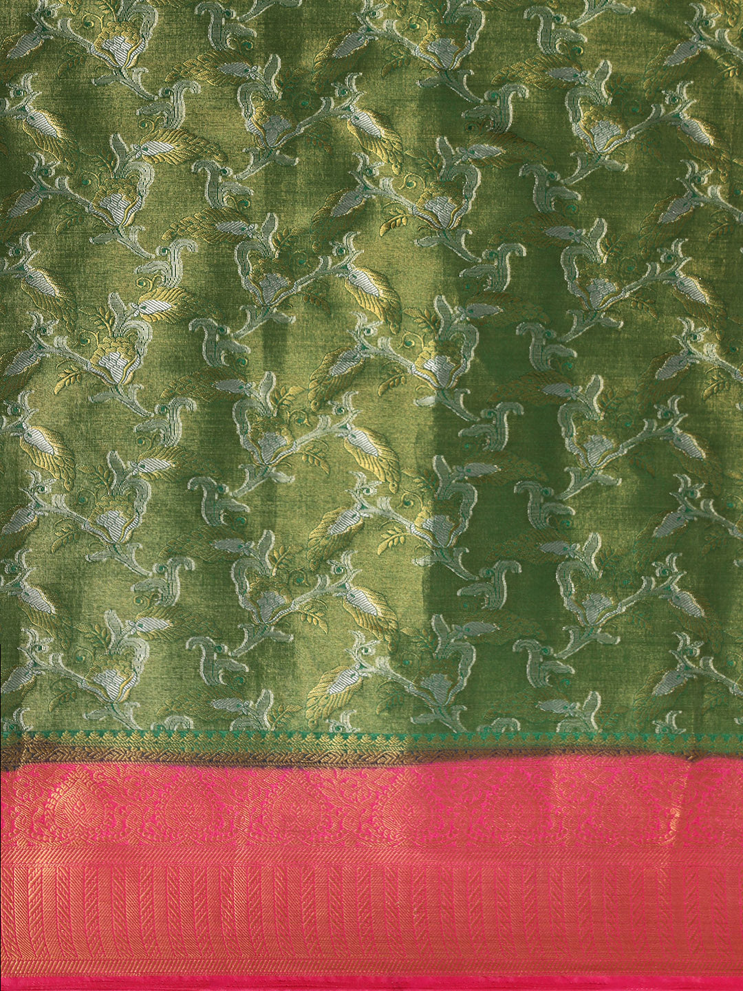 Mimosa Womens Art Silk Saree Kanjivaram Green Color