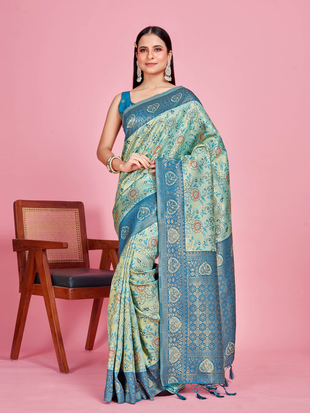 Mimosa Women's Woven Design Kanjivaram Style Art Silk Saree With Blouse Piece : SA00001251SFFREE