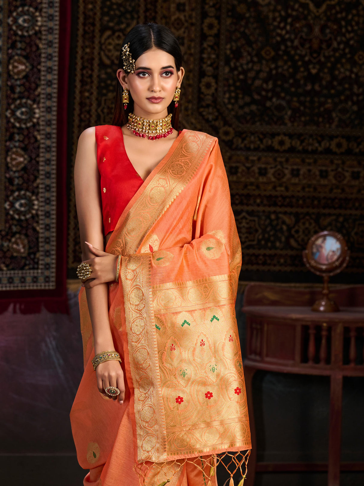 Mimosa Women's Woven Design Bishnupur Art Silk Saree With Blouse Piece : SA0000866PC