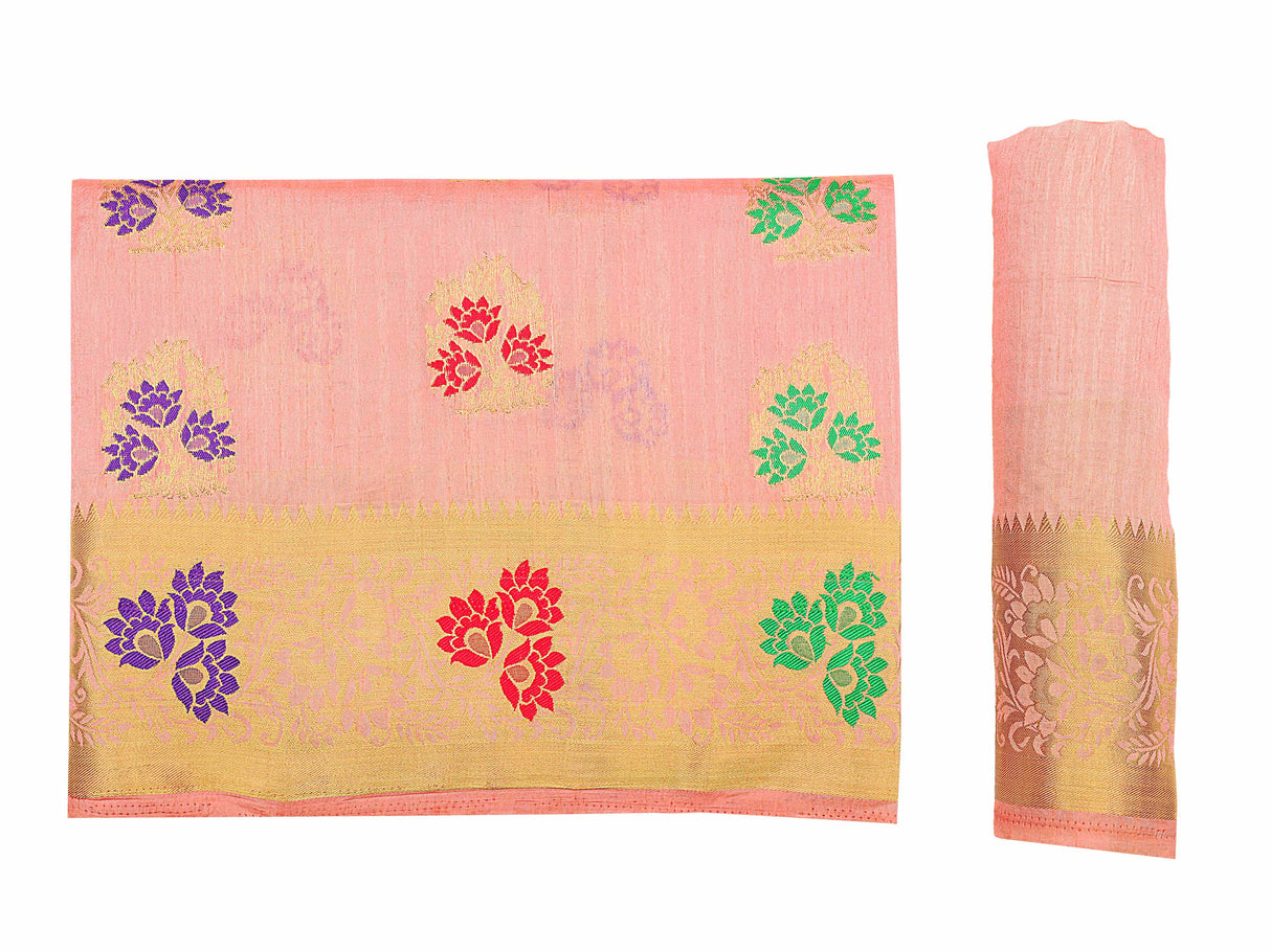 Mimosa Womens Art Silk Saree Dharmavaram Peach Color