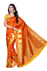 Mimosa Womens Art Silk Saree Kanjivaram Gold Color