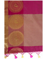 Mimosa Womens Tussar Silk Saree Banarasi style Mejanta Color