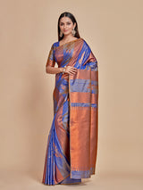 Mimosa Women's Woven Design Kanjivaram Style Art Silk Saree With Blouse Piece : SA00001383BLUFREE