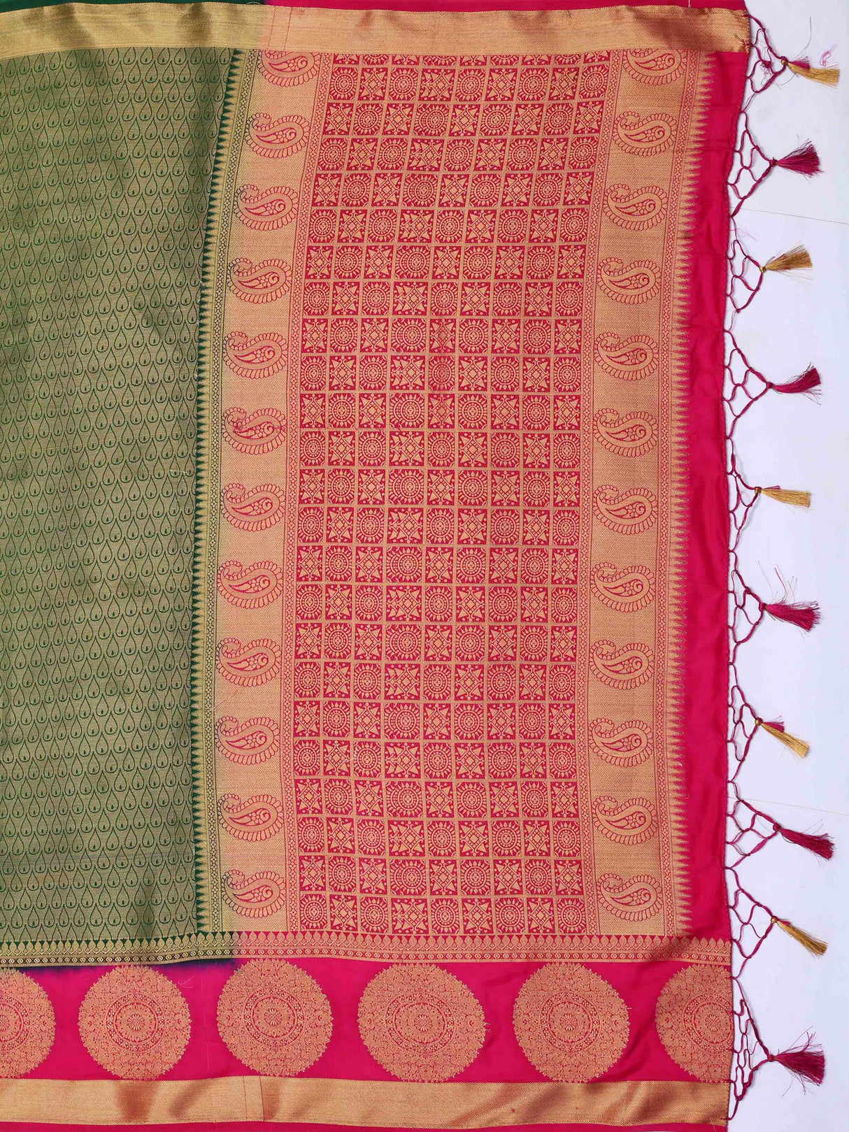 Mimosa Womens Art Silk Saree Kanjivaram BGreen Color