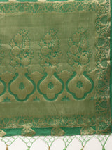 Mimosa Womens Crepe Saree Mysore Silk Green Color