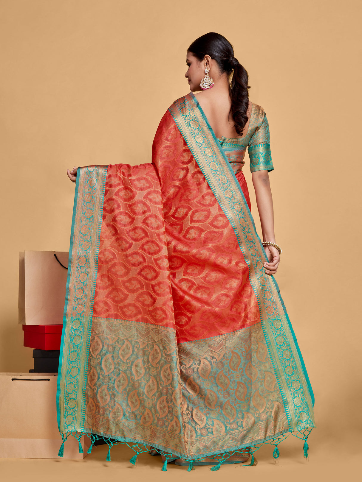 Mimosa Women's Woven Design Kanjivaram Art Silk Saree With Blouse Piece : SA00001229GJFREE