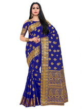 Mimosa Womens Art Silk Saree Kanjivaram Navy Blue Color