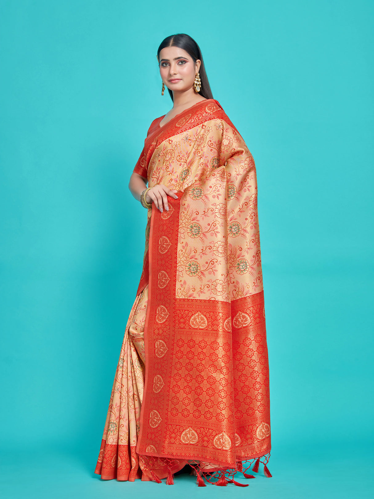 Mimosa Women's Woven Design Kanjivaram Style Art Silk Saree With Blouse Piece : SA00001251PCFREE