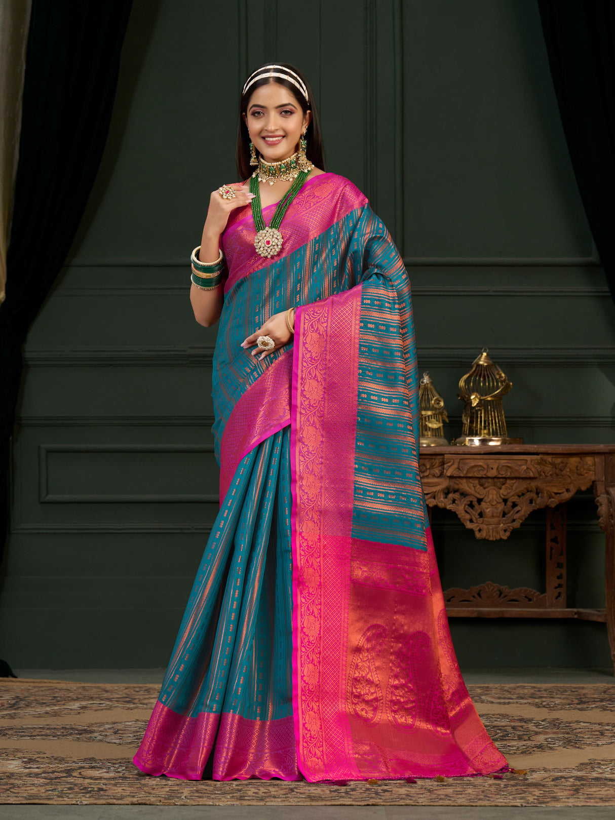 Mimosa Women's Woven Design Kanjivaram Art Silk Saree With Blouse Piece : SA0000914SF