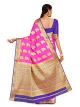 Mimosa Womens Crepe Saree Mysore Silk Pink Color