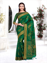 Mimosa Womens Art Silk Saree Kanjivaram BGreen Color