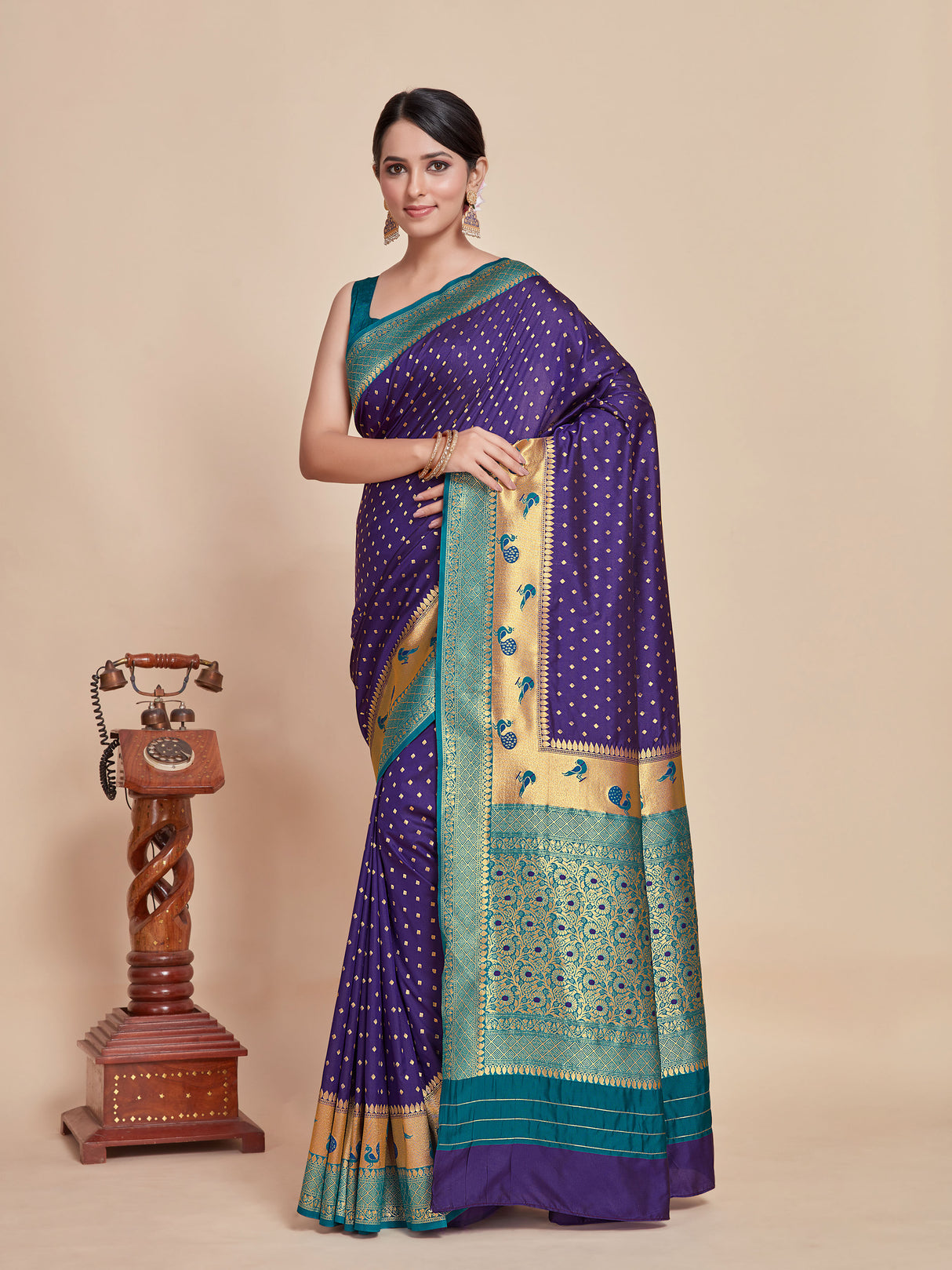 Mimosa Women's Woven Design Paithani Style Art Silk Saree With Blouse Piece : SA00001350VLFREE