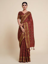 Mimosa Womens Art Silk Saree Kanjivaram Chocolate Color