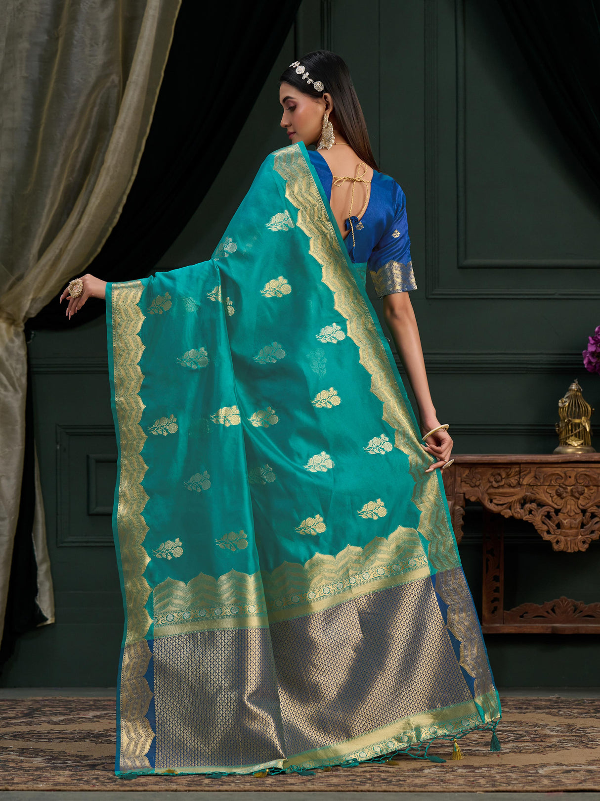 Mimosa Women's Woven Design Banarasi Orgenza Saree With Blouse Piece : SA0000864RM